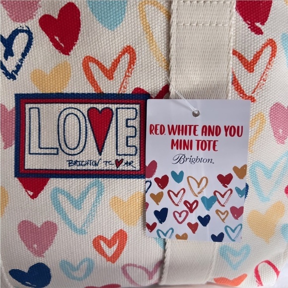NWT BRIGHTON Red White And You Mini Canvas Tote / Crossbody Bag - Picture 6 of 16